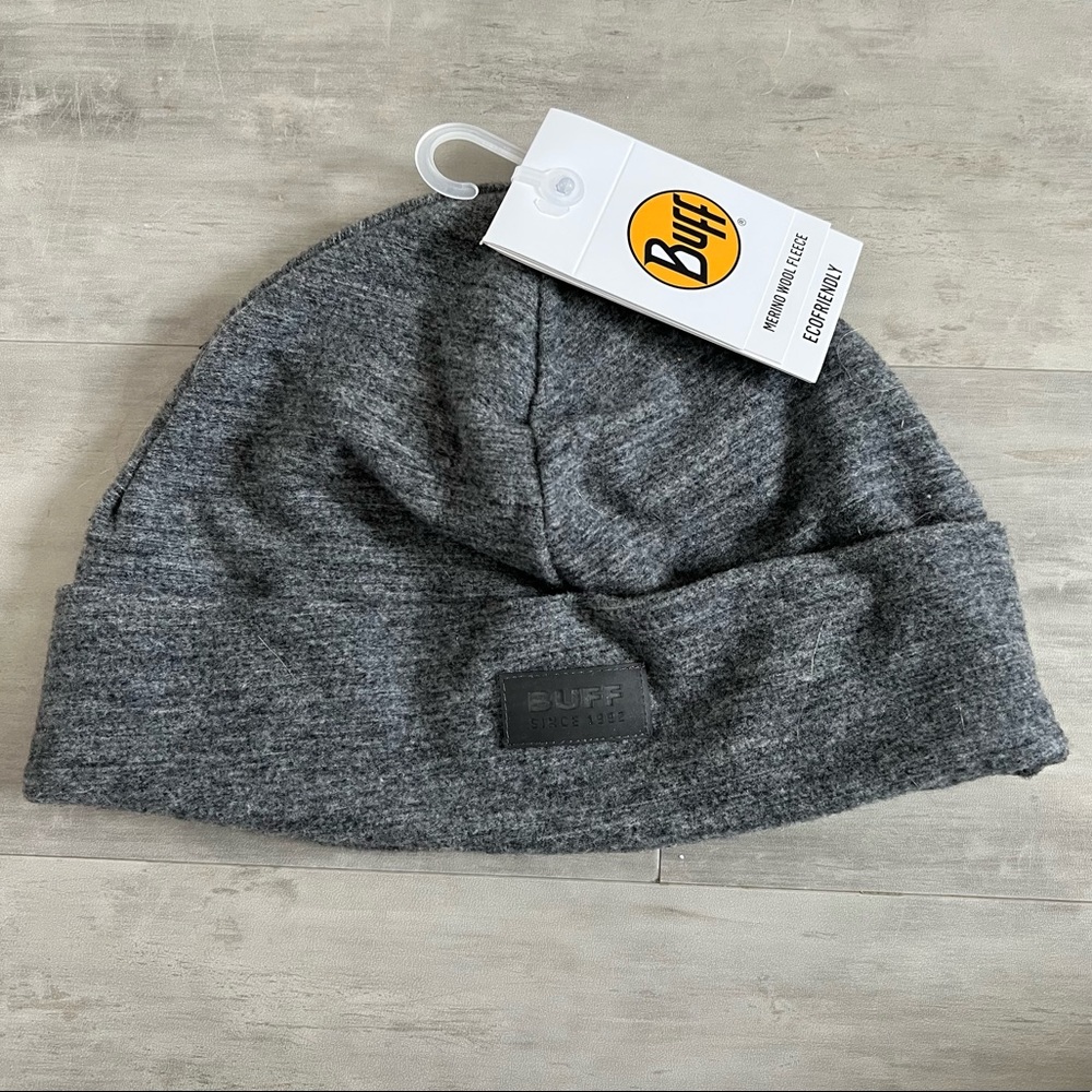 Buff Beanie Hat Merino Wool Grey